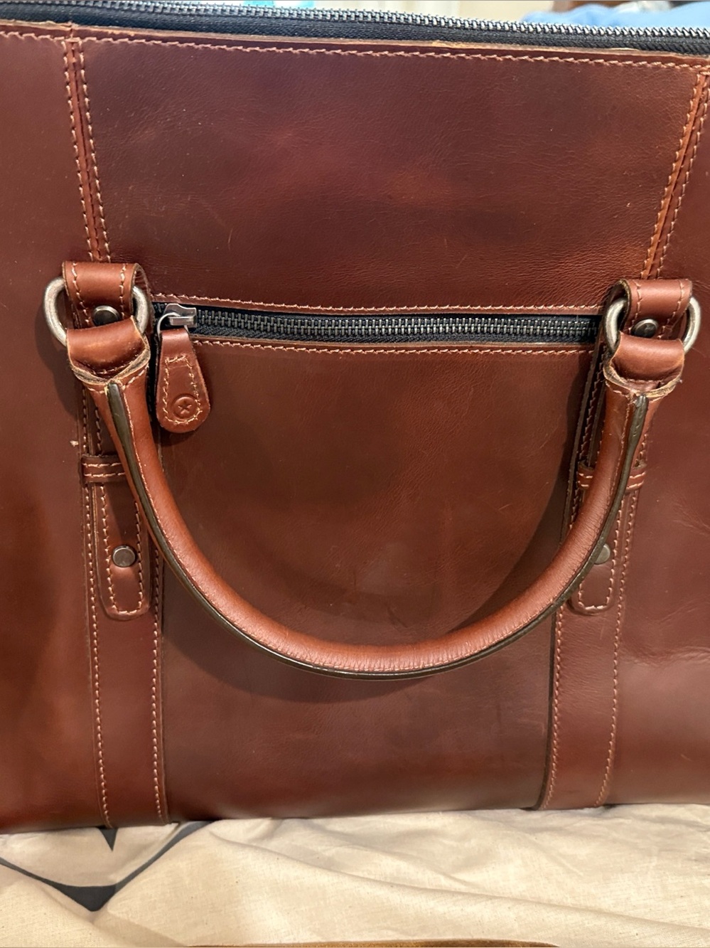 Premium Brown Leather Travel Duffel Bag - Women's/Men ‘s Travel Bag - Picture 5 of 12